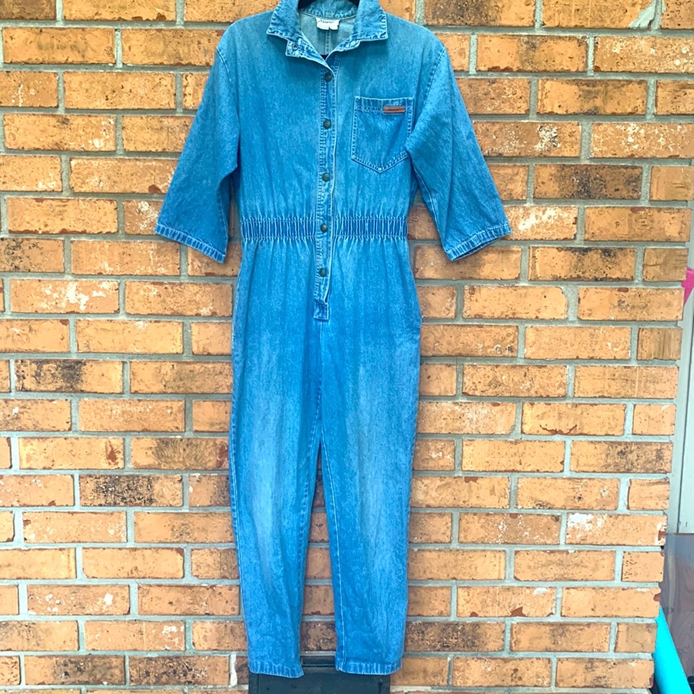 Vintage blue denim Jean jumpsuit romper 80’s 90’s Size XS or Size 2 or 4 RARE